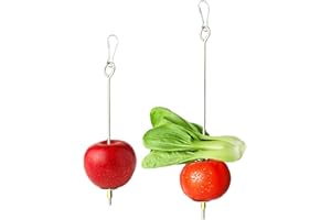 IUHRIE 2 Stück Vogelspieß Papageienspieß Futterspender,Wellensittich Zubehör,Spielzeug,Vogel,Vogelspielzeug,Futterkrippe,für Hühnerspielzeug,Edelstahl,Hühnergemüsespieß,Vogelgemüsespieß,Futtersuchspielzeug