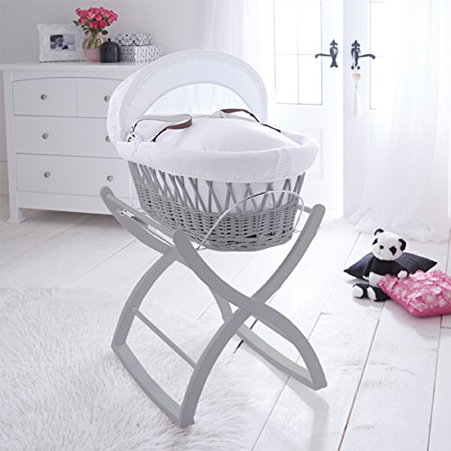 Izziwotnot Rocking Moses Basket Stand, Soft Grey