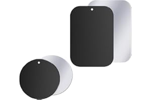 sphires 4 Pack Metal Plate for Magnetic Phone Car Mount 2 X Round and 2 X Rectangular Metal Plate for Car Magnetic Phone Holder