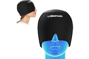 ALLSETT HEALTH Migraine Relief Cap, Ice Head Wrap | Headache Relief Migraine Hat | Hot and Cold Therapy for Puffy Eyes, Tension, Sinus and Stress Relief