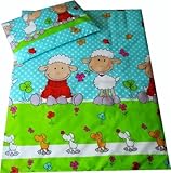 Babies-Island A 2 Piece Bedding Set Pillowcase+Duvet Cover For Baby Toddler To Fit Cot/Cot Bed - Funny Green Sheep - Size : 100x135 cm