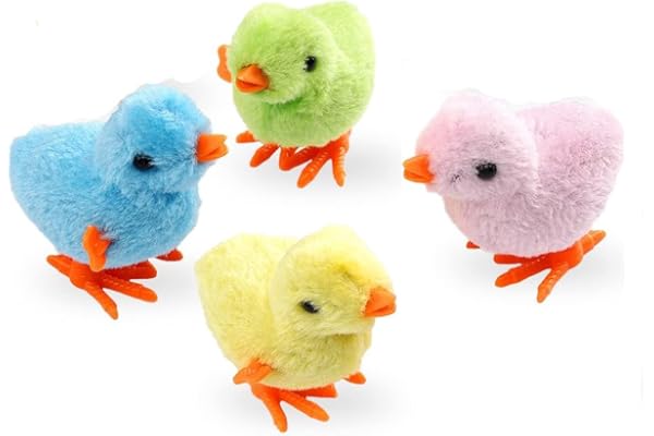 Huayifa Jouets à Remonter Sauter Mécaniques Poussins, 4 Pcs Pâques Sautant Poulet en Peluche Poussins pour Enfants, Poussin de Paques pour Garçons et Filles Jouets Surprise Cadeaux Fête de Pâques