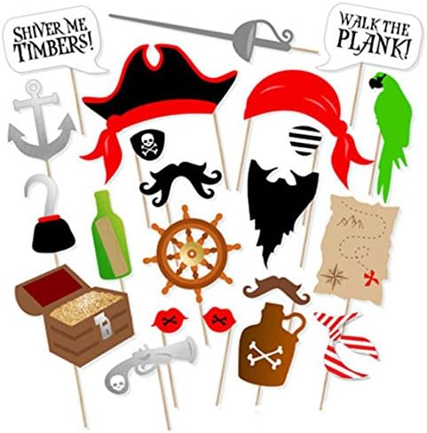 Pirate Birthday Party Photo Booth Props Kit - 22 Count