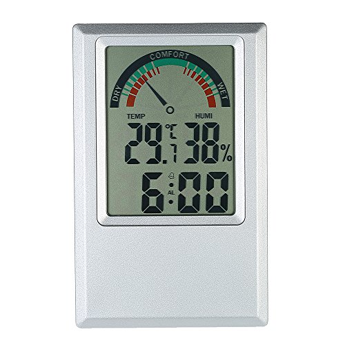 KKmoon Celsius / Fahrenheit Digital Thermo-Hygrometer mit Wecker, Temperatur Feuchtigkeitsmesser Thermometer Hygrometer, Kann Max Min Wert und Komfort Ebene Anzeigen