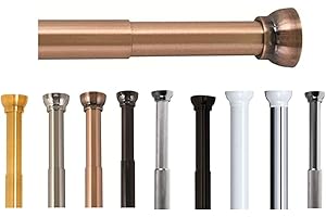 Spirella Teleskopowy drążek Kreta, drążek do zasłony prysznicowej, na ubrania, napinający, regulowany poprzez obracanie, bezpieczny chwyt, montaż bez wiercenia, miedziany, 125–220 cm