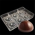 6 Cups 3D Large Half Ball Chocolate Mold Clear Polycarbonate Chocolate Mould DIY Handmade Maker Ice Muffin Tray Bakeware Pan Confectionery Cake Mould Baking Dish Kitchen Supplies
