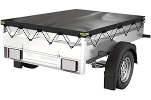 LZHIOS Trailer Cover Waterproof, 600D Trailer Covers Oxford Fabric with Reflective Strips & Reinforced Eyelets UV Protection Windproof for Outdoor Parking, Seasonal Storage, Long-Distance Travel(7 x 4 Ft)