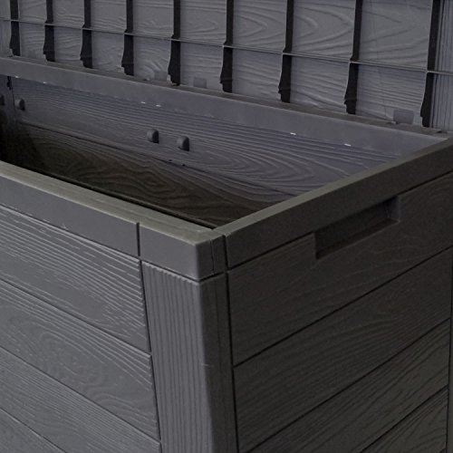Auflagenbox in Holzoptik Gartenbox Anthrazit 300L / 120x46xH58cm Gartentruhe Kissenbox für Polsterauflagen Aufbewahrungsbox Aufbewahrungskiste Auflagentruhe - 3