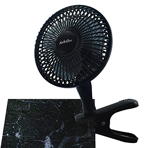 AAirArtDeco Mini Ventilateur à Clip 15 cm de Diamètre | 2 Vitesses | Fonctionnement Silencieux | Ventilateur de Refroidissement Portatif I Ventilateur Portable Pour la Maison ou le Bureau | Noir