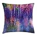 Produktbild Cupsbags Watercolor Flower Home Decor Throw Pillow Cushion Cover, Misty Vogue Wisteria Back Tree Branches Defocus Nature Print, Decorative Square Accent Pillow Case, Violet Pink24