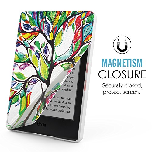 MoKo Hülle für Kindle 8 Generation – Kunstleder Origami Ständer Schutzhülle Smart Cover mit Auto Sleep / Wake für der Neue Amazon Kindle (8. Generation – 2016 Modell) 6 Zoll eReader, Glück Baum - 8