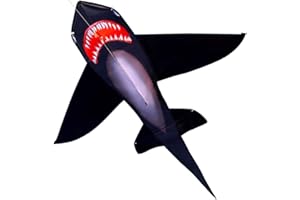 Touch the sky Cerf-Volant Requin Noir pour Enfant et Adulte, Facile à Voler, Tissus Exquis et Conception de Structure Unique, Excellents Jeux de Plein Air et Jouets D’activité, Adaptés aux Débutants.
