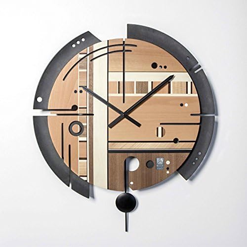 Midarte SAMADA CONTRAST, Wooden Wall Clock made by Italian artisan, contemporary furniture. Indoor Decoration, Office, Restaurant, Ø 60cm.