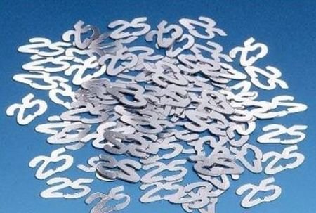 STREUTEILE Streudeko SILBERNE HOCHZEIT " 25 " Konfetti silber JUBILÄUM