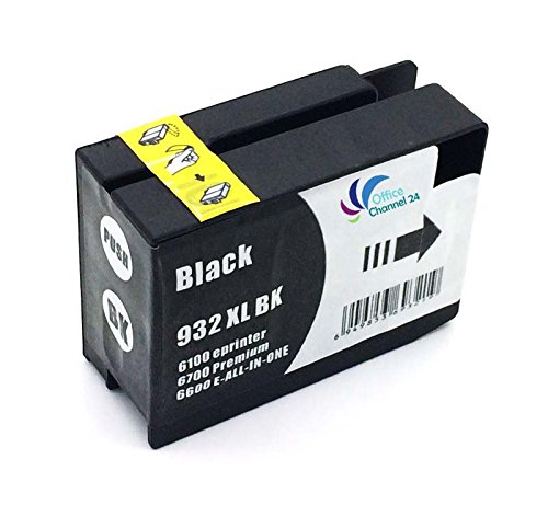 2x Druckerpatronen kompatibel zu HP 932 schwarz hp 932xl für HP Officejet 6100 eprinter , 6600 E-ALL-IN-ONE ,6700 Premium,HP Officejet 7110 ,7610, 7612 Wide Format ePrinter - 2