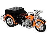 Aus Metall mit Plastikteilen. HarIey Davdson 1947 Trike Service Car Orange 1/18 Maisto Modell Motorrad mit individiuellem Wunschkennzeichen