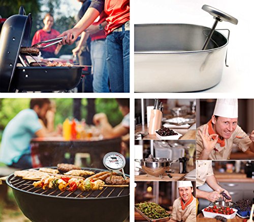 HOMETOOLS.EU – Temperaturbeständiges analoges Back Küchen Lebensmittel Fleisch BBQ Grill Koch Thermometer | mit Halterung für Topf, Grill, Bräter | 0°C – 120 °C | für Niedrigtemperatur Garen, Pulled Pork, das perfekte Steak, saftigen Braten - 3