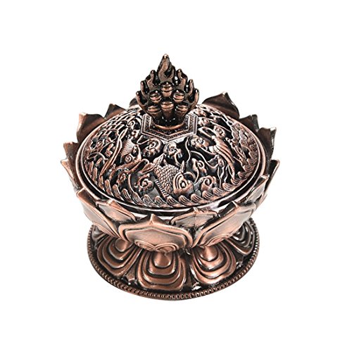 Tibetische Lotus entworfen Legierung Bronze Craft Räuchergefäss Mini Home Decoration Bronze