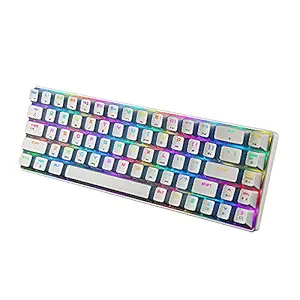 Decdeal MK14 RB Backlight Keyboard 68 Keys Metal Panel N-Key Rollover Aming Keyboard Blue Switch Floating Key-caps 18 Light Effects White