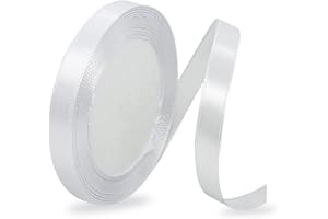IMSOLDECOR Satinbands Weiß 10mm Breit, 23 Meters Weiss Geschenkband Schleifenband für Geschenkverpackungen, DIY-Basteleien, Blumensträuße, Nähprojekte, Schleifenherstellung, Geburtstags und Hochzeitsdekorationen
