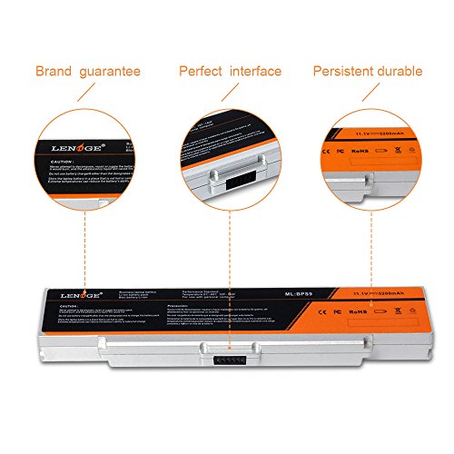 LENOGE Hochleistung Li-ion Akku Ersatz Laptop Batterie Für SONY VGP-BPS9 VGP-BPS9A/B VGP-BPS9/B VGP-BPS9B, VGP-BPS9/B, VGP-BPS9/S, 11.1v; 5200mAh; Silber - 5