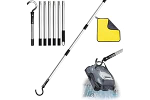 PASLFC Haken für Poolroboter mit Teleskopstange, Teleskopstange mit Haken Pool 257CM, Pool Haken für Stangen,Pool Reinigungszubehör Haken, Generisch Haken für Poolreiniger Roboter Zubehör (B)