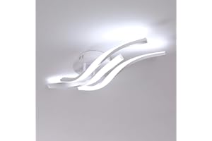 Comely LED Ceiling Light, White Ceiling Lamp 24W 2700LM, Creative Modern Ceiling Fitting Lighting Future for Bedroom Living Room Kitchen, Cold White Light 6500K, Long 52cm