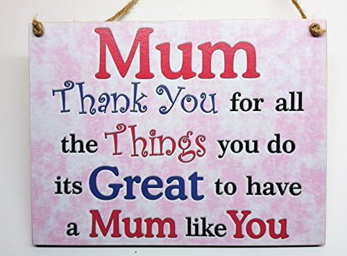 HmHomeWooden plaque - Mum Thank You for all the things you do Mothers day Present