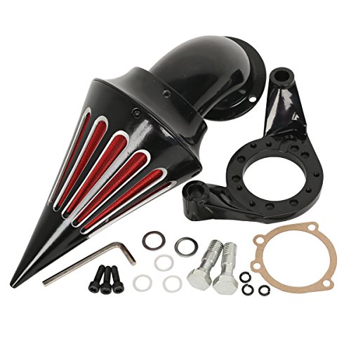 Kit Filtro Aria Moto Spike Cromato Per Carburatori Harley CV EVO Sportster XL - Alluminio Con Filtro Rosso