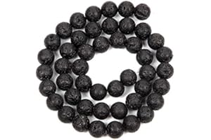 ONLY FAITH Lot de 125 perles rondes de pierres volcaniques naturelles pour faire des bracelets bijoux fantaisie avec trou, pierres de lave collier (6 mm Pierre volcanique)