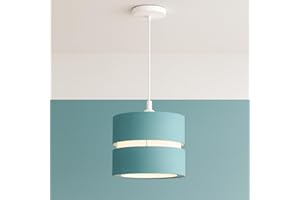 CGC Lighting 2 Two Tier Layer Shade 26cm Ceiling Pendant Table Lamp Bedside Bedroom Lounge Hallway Kitchen (Teal/Green/Blue)