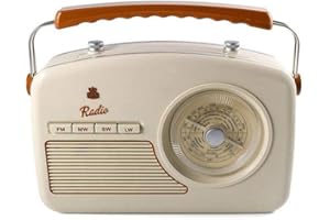 Radio GPO Rydell Retro Portable 4 bandes FM / MW / SW / LW avec cadran rotatif rétro - Crème