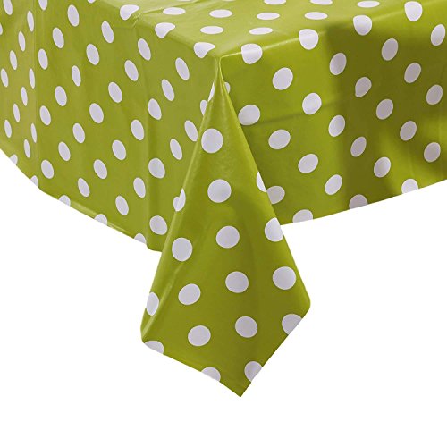Vinylla Mantel para mesa (PVC, de fácil limpieza), diseño de lunares, verde y amarillo - 140x240cm