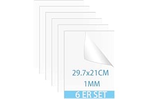QEEYON 6Pcs Fogli Acrilici Trasparente A4, 1mm Super Trasparenti Fogli di Acrilico 29.7 x 21 cm, Grande Pannello Acrilico per Cornice Lastra in Acrilico per Disegno, Fai da Te, Cornice per Foto