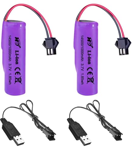 Lot De 4 Batteries RC Li-ion 14500 1000 MAh 3,7 V - Avec Câbles De Charge USB, Pour Voitures Télécommandées - 2