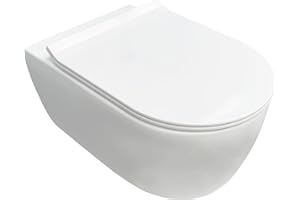 NEG Design Hänge-WC Uno11RL-Slimline (55,5 cm) randlos & spritzfrei verdeckte Montage mit Nano-Versiegelung inkl. abnehmbarem Softclose WC-Sitz (extraflach)