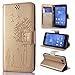 Produktbild SMART LEGEND Lederhülle für Sony Xperia Z3 Compact Ledertasche Hülle Gold Pusteblume Liebhaber Muster Schutzhülle Premium PU Leder mit Handschlaufe Flip Case Protective Cover Innere Weiche Silikon Bookcase Handy Tasche Schale mit Kartenfächer Magnetverschluß Standfunktion Etui