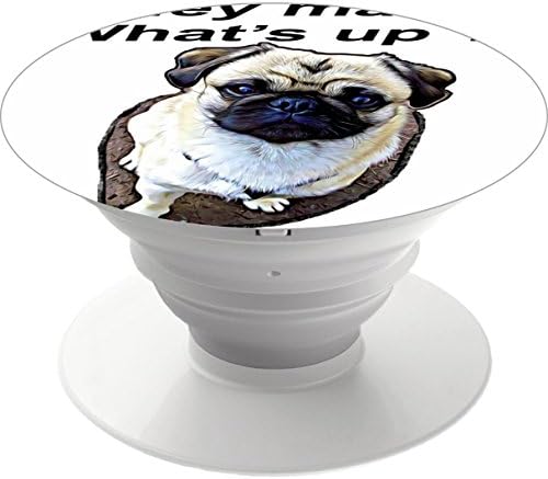 Multi-function Mobile Phone Holder.Expanding Stand and Grip Mount for Smart cell phone and tablet-Dog Cute pug asking whats up