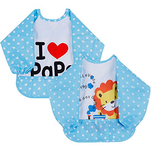 Lictin 2 Set Lätzchen Lätzchen mit Ärmeln Baby Lätzchen Ärmellätzchen Baby Ärmellätzchen Lätzchen Baby Lätzchen wasserdicht