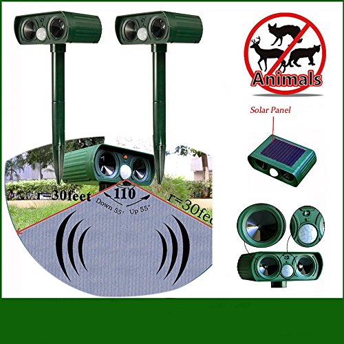 Tierabwehr, KENO Solarbetrieb Ultraschall Tiervertreiber Hundeschreck Katzenschreck Gegen Hunde, Katzen, Mäuse, Ratten, Kaninchen, Rehe, Füchse, Vögel für Ihre Garten und Haus - 6