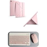 Galaxy A11+ Plus Uyumlu Standlı Tablet Kılıfı + Kablosuz Klavye Mouse Set (Pembe)