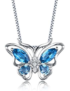 Aurora Tears Damen Zirkonia Anhänger Halskette mit Kette 925 Sterling Silber 18K Weißgold Kristalle