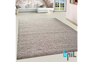 BPIL SHAGGY RUGS SOFT PLAIN Thick 5CM TWISTED PILE ANITSKID SMALL MEDIAM LARGE AREA RUGS (BEIGE, 120X170CM)