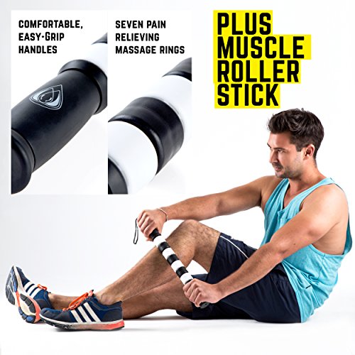 TeamSoda Fitness Massage-Set: 2 in 1 Faszienroller + doppelter Lacrosse Massageball + Massage Roller Stick - 3