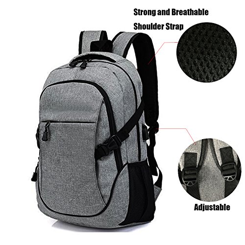 Laptop Rucksack - Computer-Rucksack Laptop-Rucksack Hochschule Rucksack mit USB-Ladeanschluss - Grau