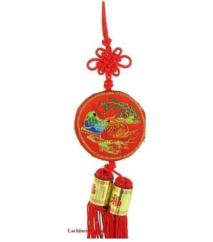 lachineuse Ciondolo Feng Shui, 8 Pezzi, Rosso, Dorato, 35 cm de Hauteur Totale