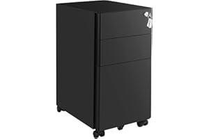 ‎SONGMICS SONGMICS Rollcontainer, Aktenschrank, Büroschrank mit Rollen, Schreibtisch, Unterschrank, abschließbar, Schubladen, Dokumente in DIN-A4-, Legal-, Letter-Format, Hängeregistratur, schwarz OFC030B01