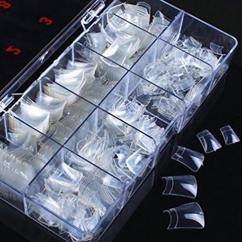 YUDI 500 Pcs 10 Sizes Duck Shape Acrylic UV Gel False Nails for Nail Salons with Box (Clear)