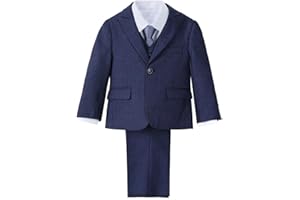 Lito Angels Smoking Completo Elegante per Bambino, Set 5 Pezzi (Giacca, Gilet, Camicia, Cravatta e Pantaloni), Blu/Navy