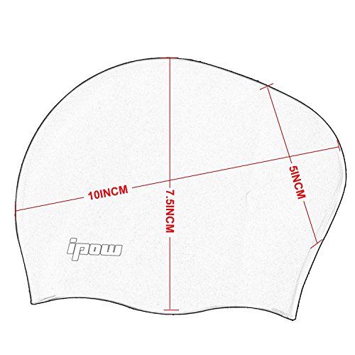 Ipow 2-Stück Hochwertige Silikon Badekappe Bademütze Badehaube für lange Haare gesund und warm Swim Cap (Schwarz + Blau) - 5